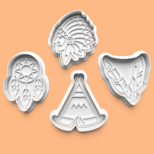 Native American Indian Cookie Cutter and Embosser Stamp Set