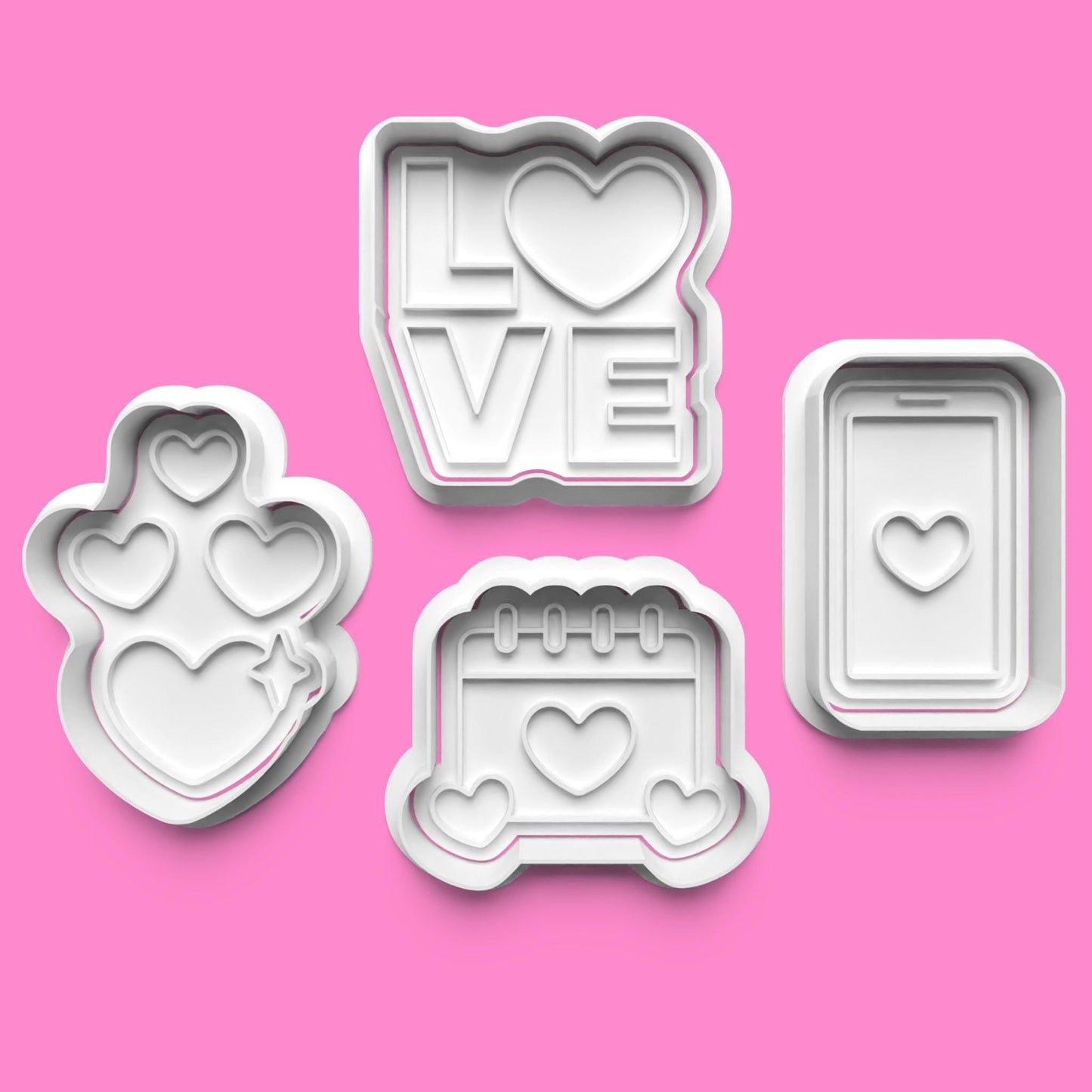 Valentines Love 2 complete Cookie Cutter and Embosser Stamp Set.