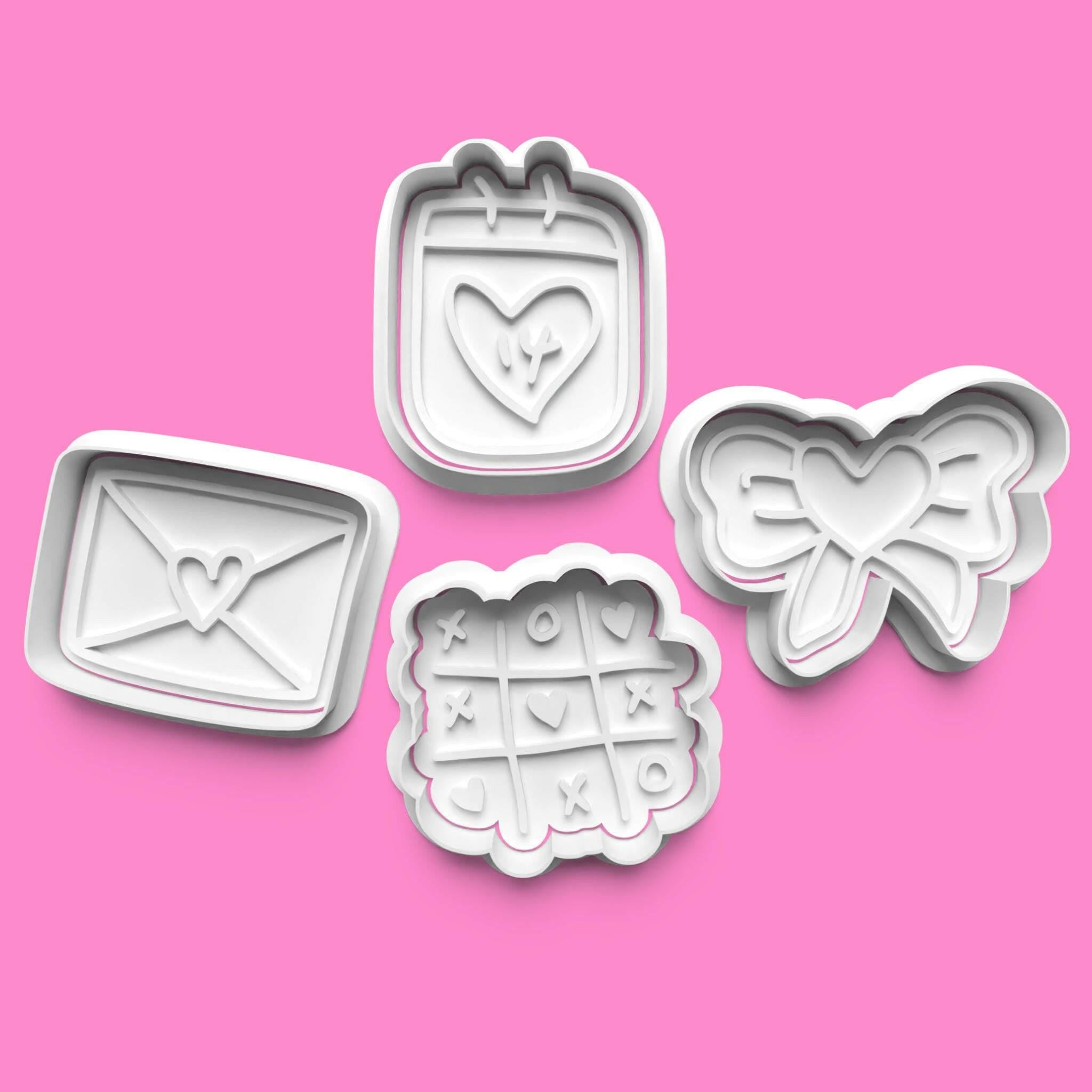 Valentines Love Set3 complete Cookie Cutter and Embosser Stamp Set..