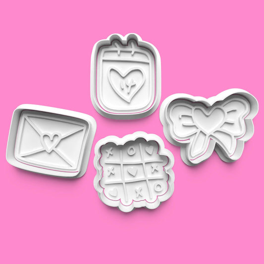 Valentines Love Set3 complete Cookie Cutter and Embosser Stamp Set.