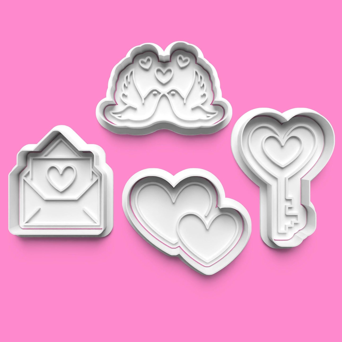 Valentines Love complete Cookie Cutter and Embosser Stamp Set. 0776