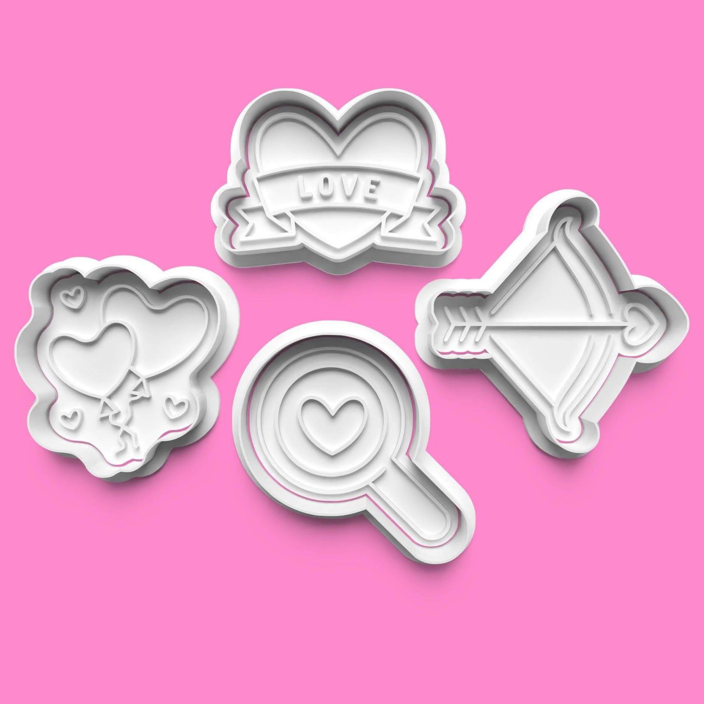 Valentines Love complete Cookie Cutter and Embosser Stamp Set. 0777