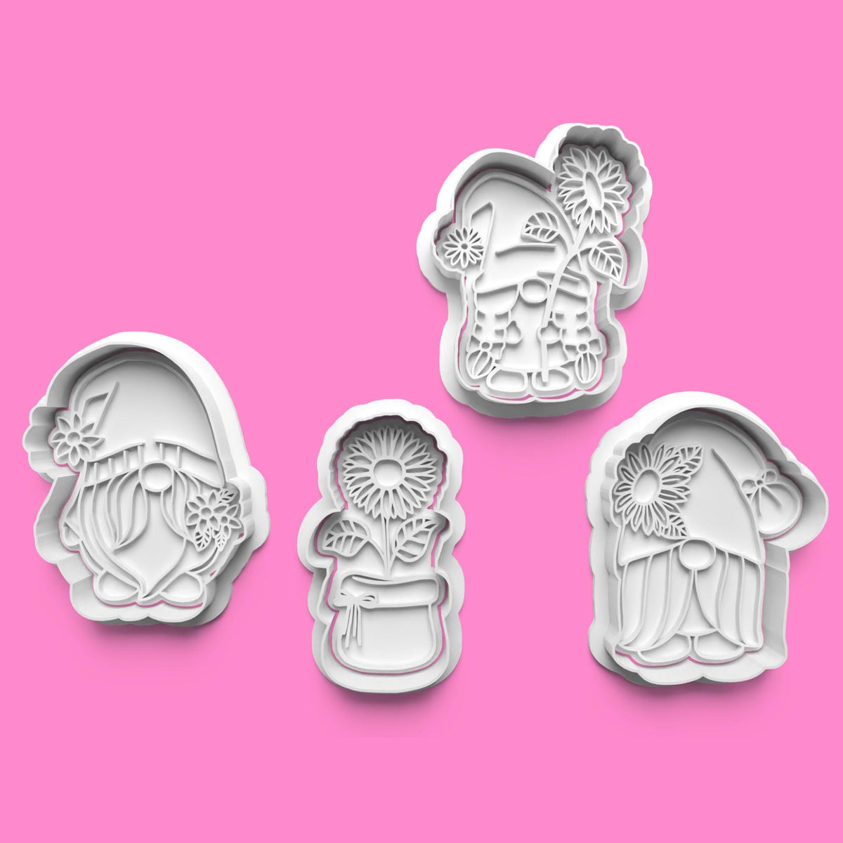 Sunflower Gonk Cookie Cutter Set | 3D Printed Gnome Cookie Cutters with Flowers
