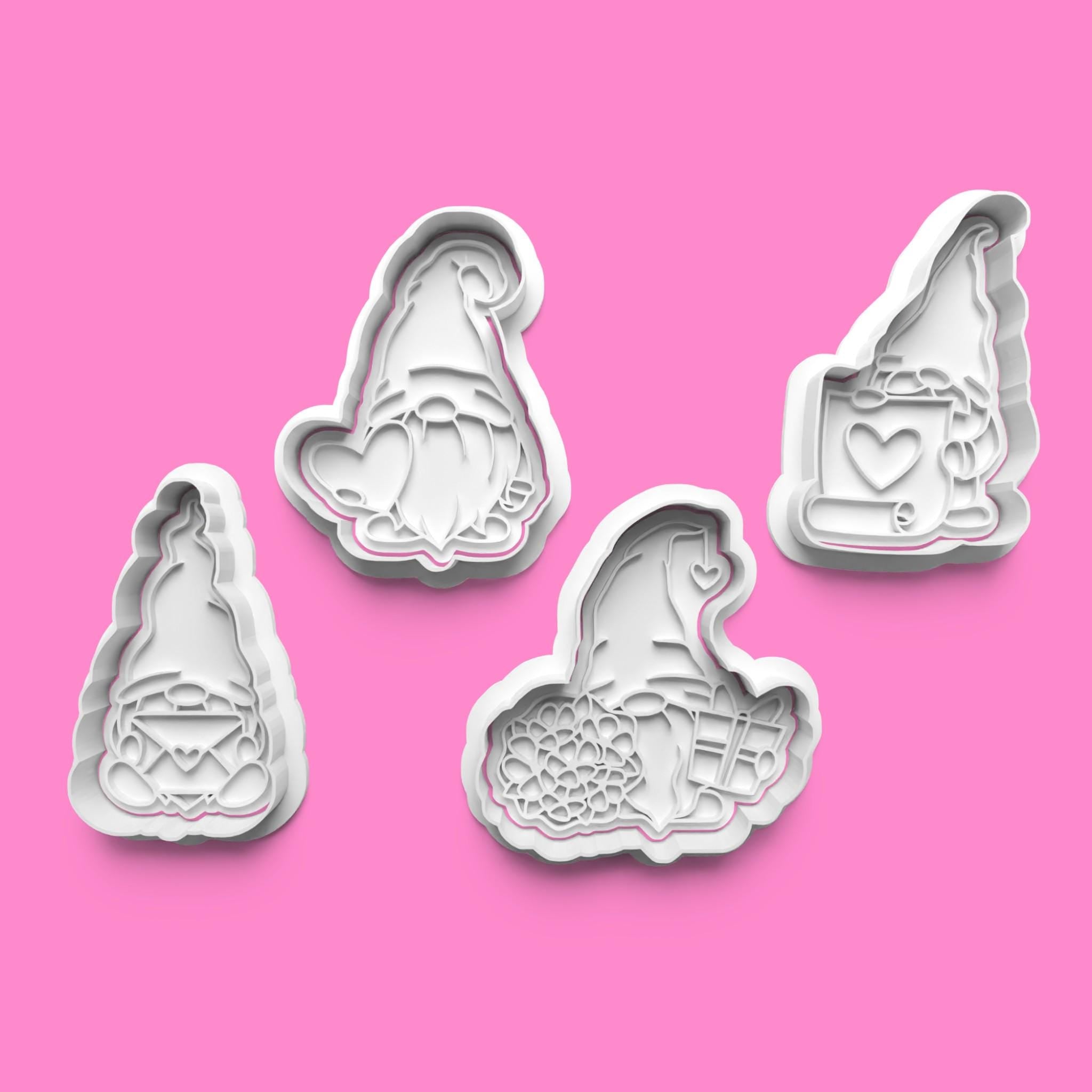 Valentine’s Day Gonk Cookie Cutter Set | 3D Printed Love Gnome with Hearts & Pr