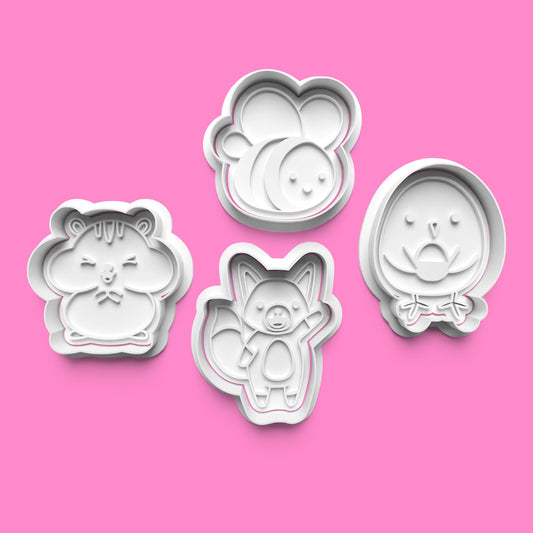 Kawaii Animal Cookie Cutters & Embossers – Fox, Bee, Bird & More