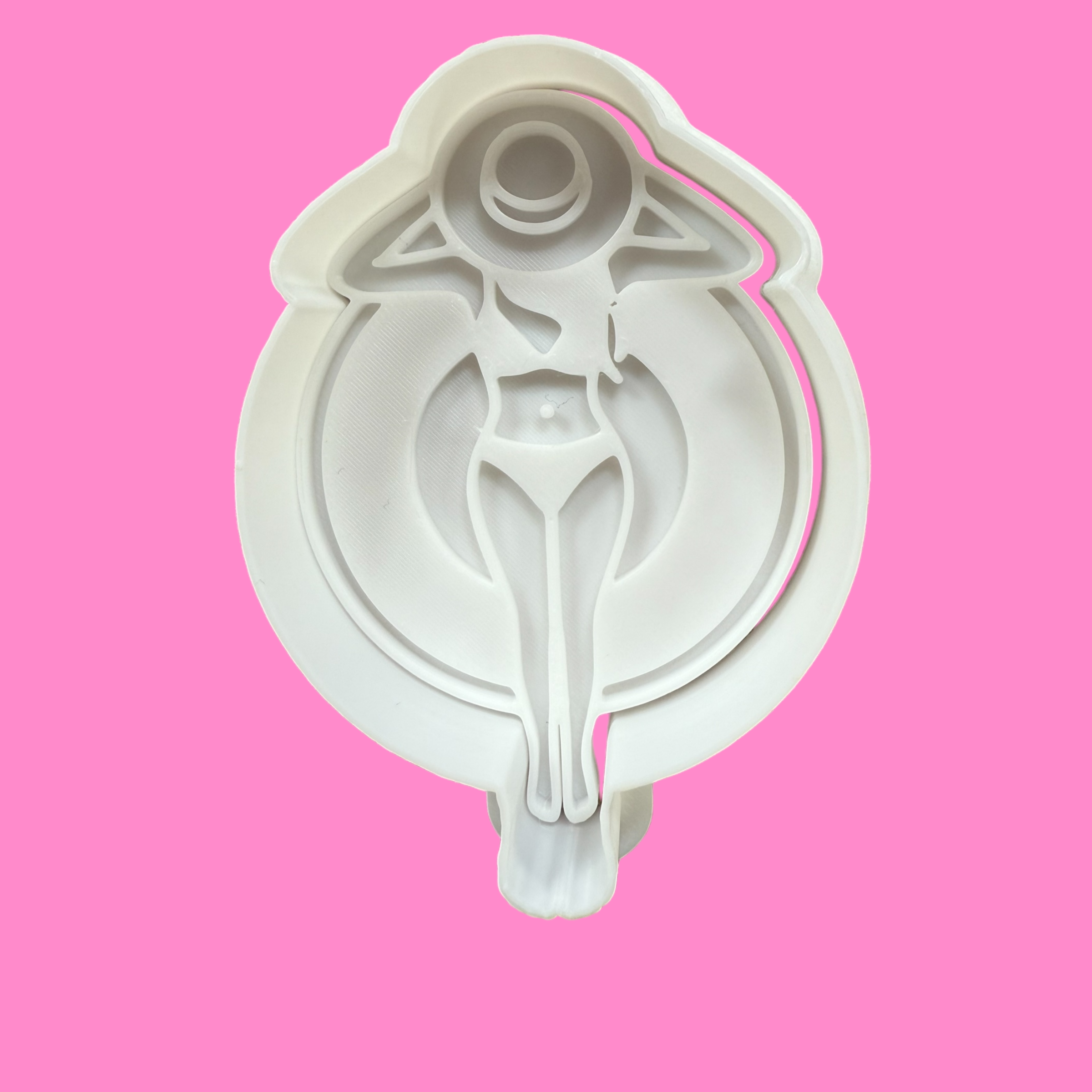 Sunbathing Lady in Bikini Cookie Cutter & Embosser – Summer Rubber Ring Design
