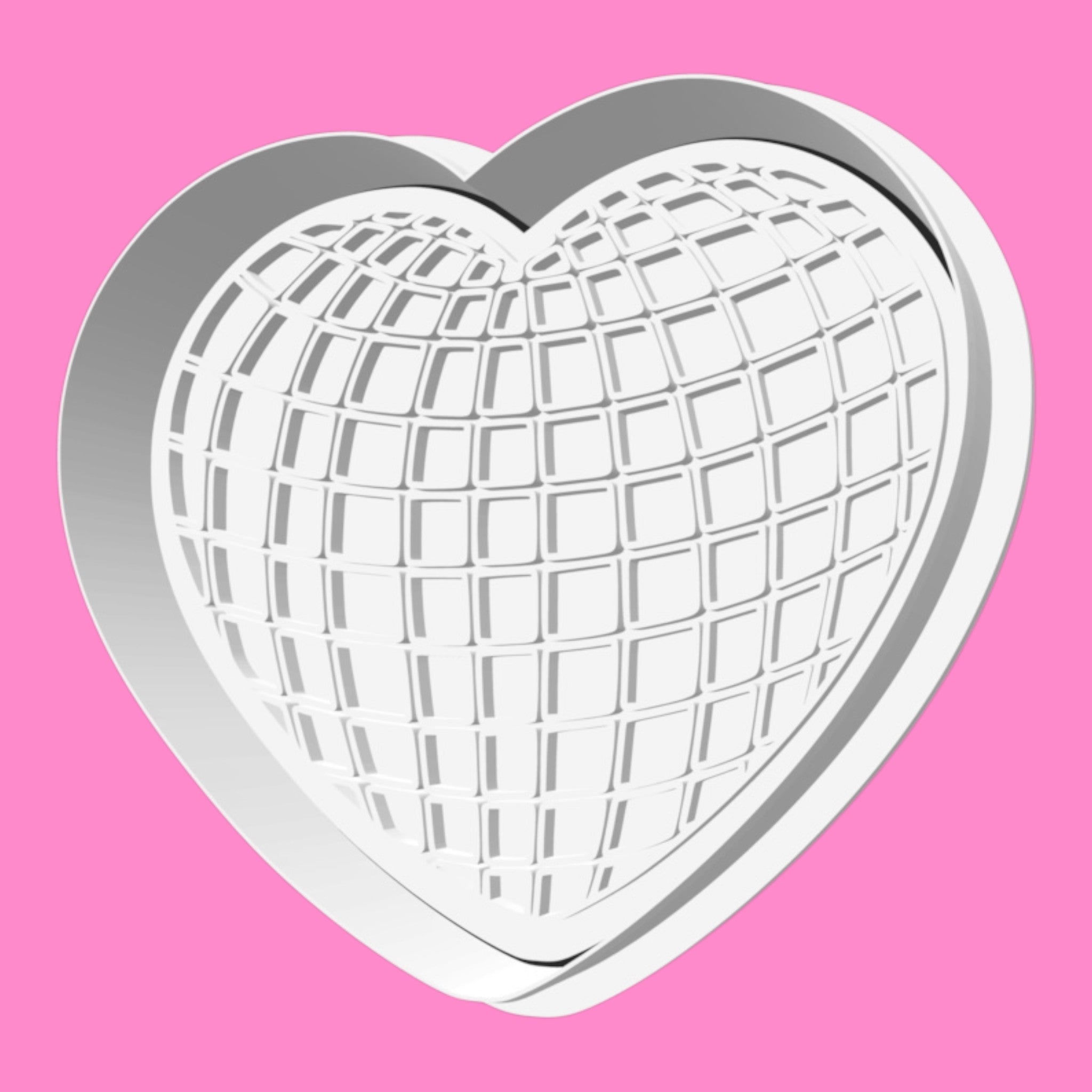 Retro Love Heart Disco Ball Cookie Cutter & Stamp | Fun Hen Party, Wedding & Valentine's Day Biscuit Cutter | 8cm