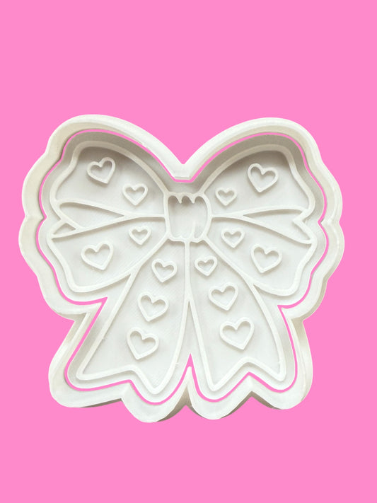 Love Heart Ribbon Cookie Cutter & Embosser – Romantic Baking Design