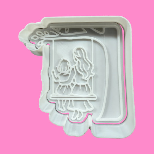 Mother & Daughter on Tree Swing Cookie Cutter & Embosser – Sentimental Keepsake Baking Design