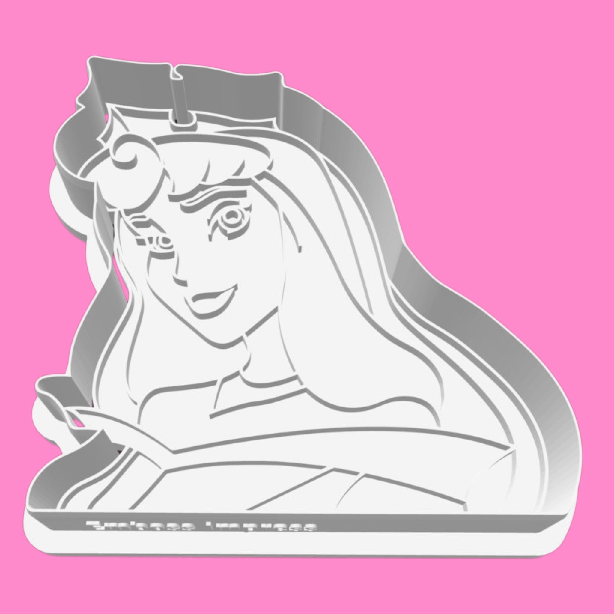 Cookie cutter with an anime character design on a pink background