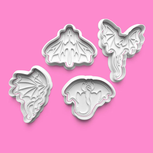 Mystical Dragon Cookie Cutters & Stamps | Fantasy Baking Set | PLA