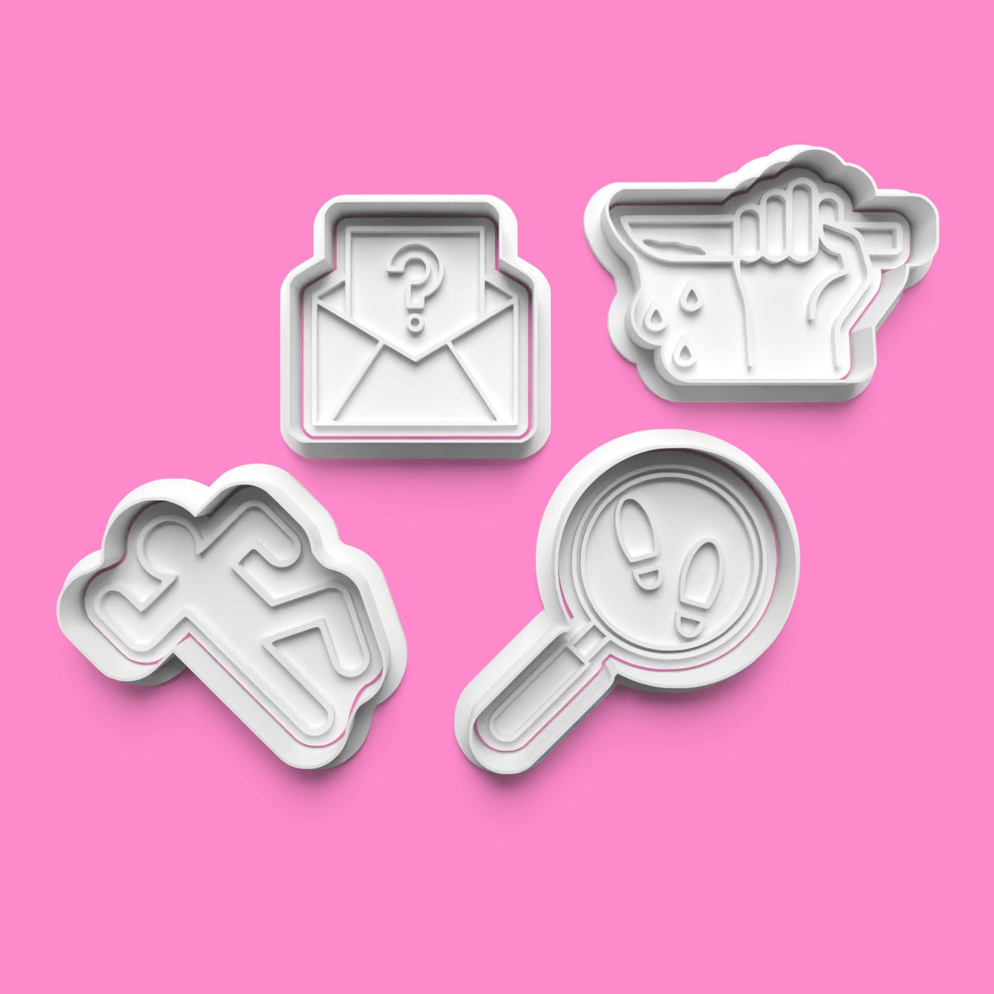 Murder Mystery Cookie Cutters & Stamps | Whodunnit Baking Set | PLA