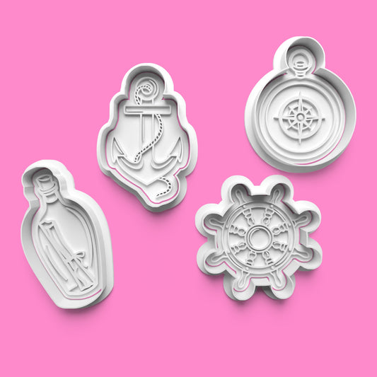 Sailor Themed Cookie Cutters & Stamps | Nautical Baking Set | PLA