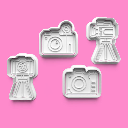 Camera Themed Cookie Cutters & Stamps | Photography Baking Set | PLA
