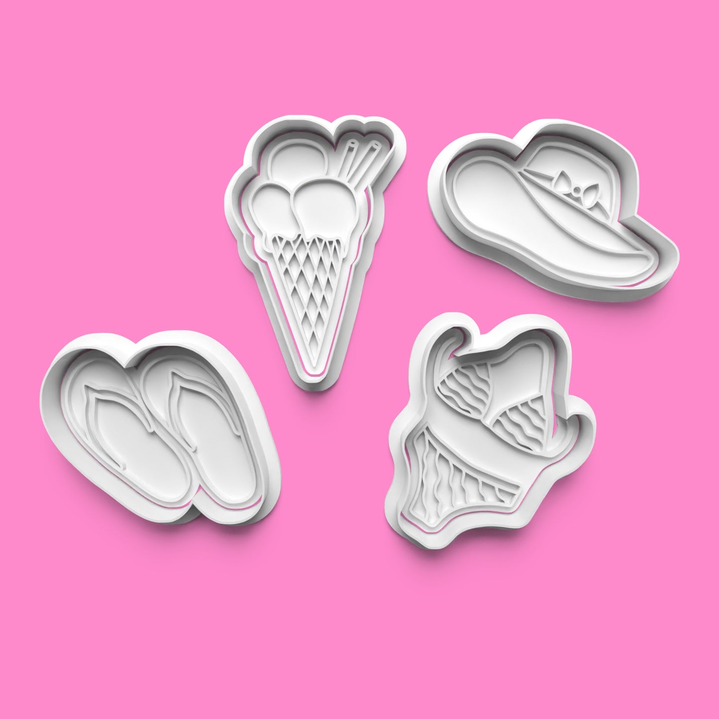 Beach Themed Cookie Cutters & Stamps | Summer Baking Set | PLA