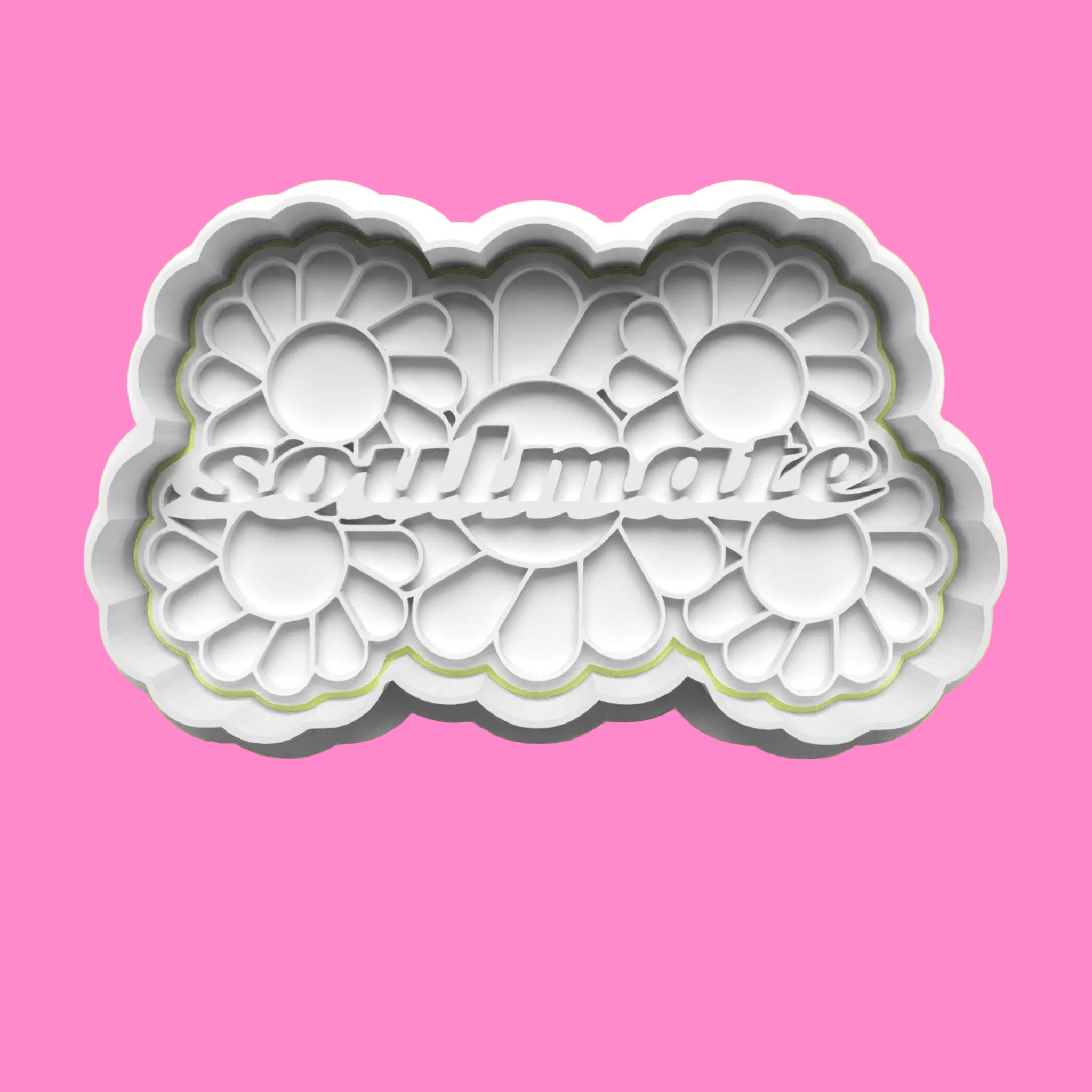 Soulmate Font with Flower Head Cookie Cutter Set – Elegant Typography Baking Tools.