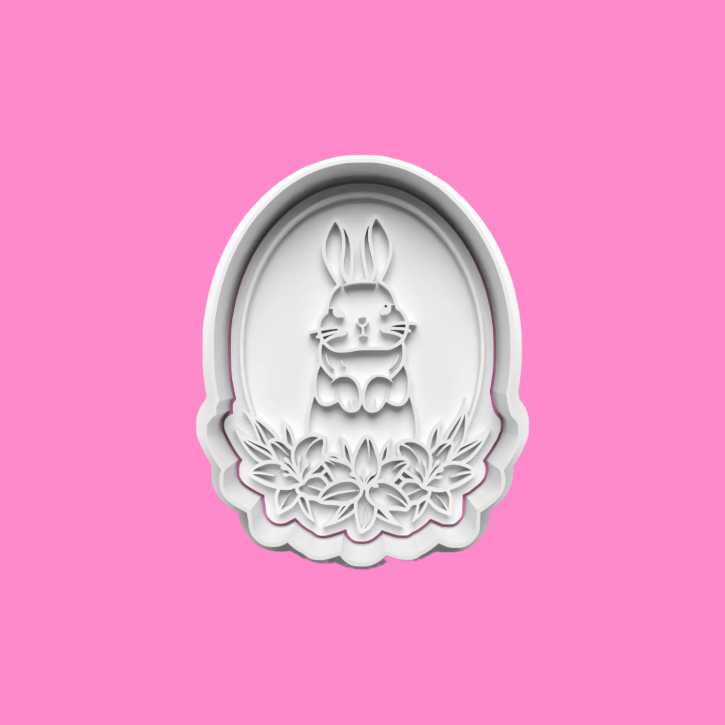 Easter Rabbit with Floral Display Cookie Cutter – Charming Springtime Baking Tool