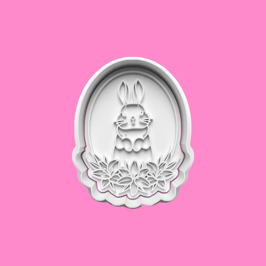 Easter Rabbit with Floral Display Cookie Cutter – Charming Springtime Baking Tool