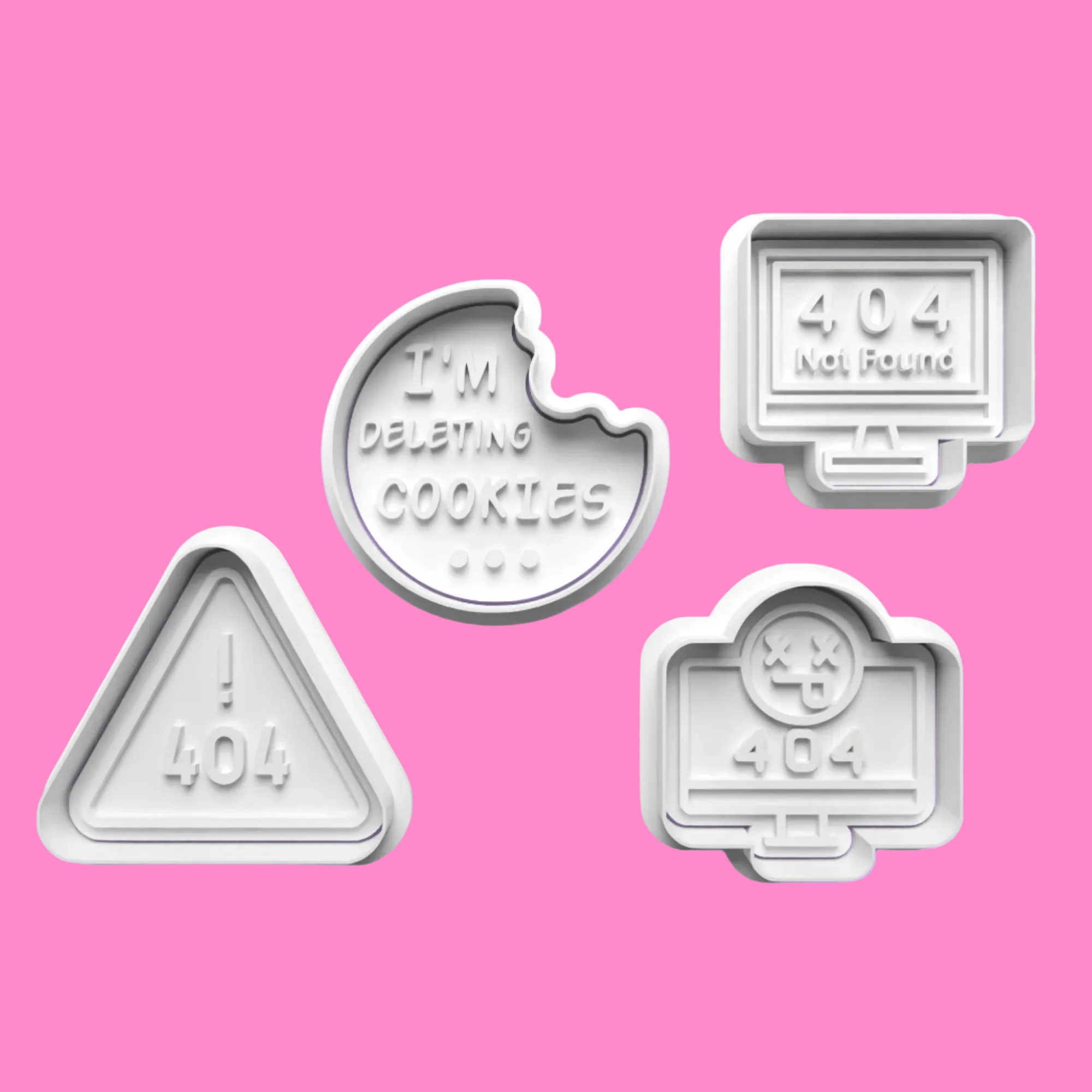 404 Error Cookie Cutter Set – 4-Piece Tech-Themed Baking Tools.