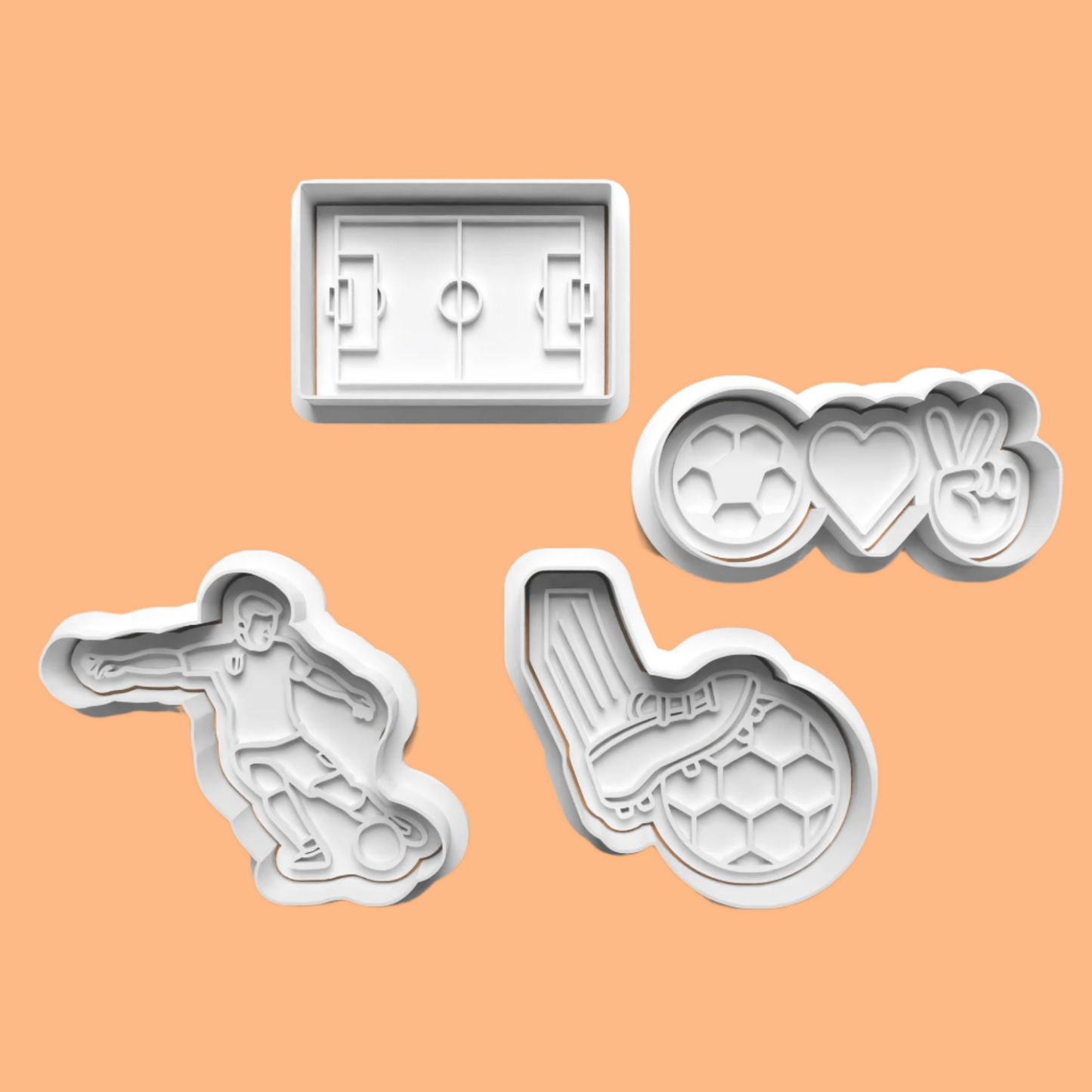 Football-Themed Embosser and Cookie Cutter Set – 4-Piece Sports Baking Tools