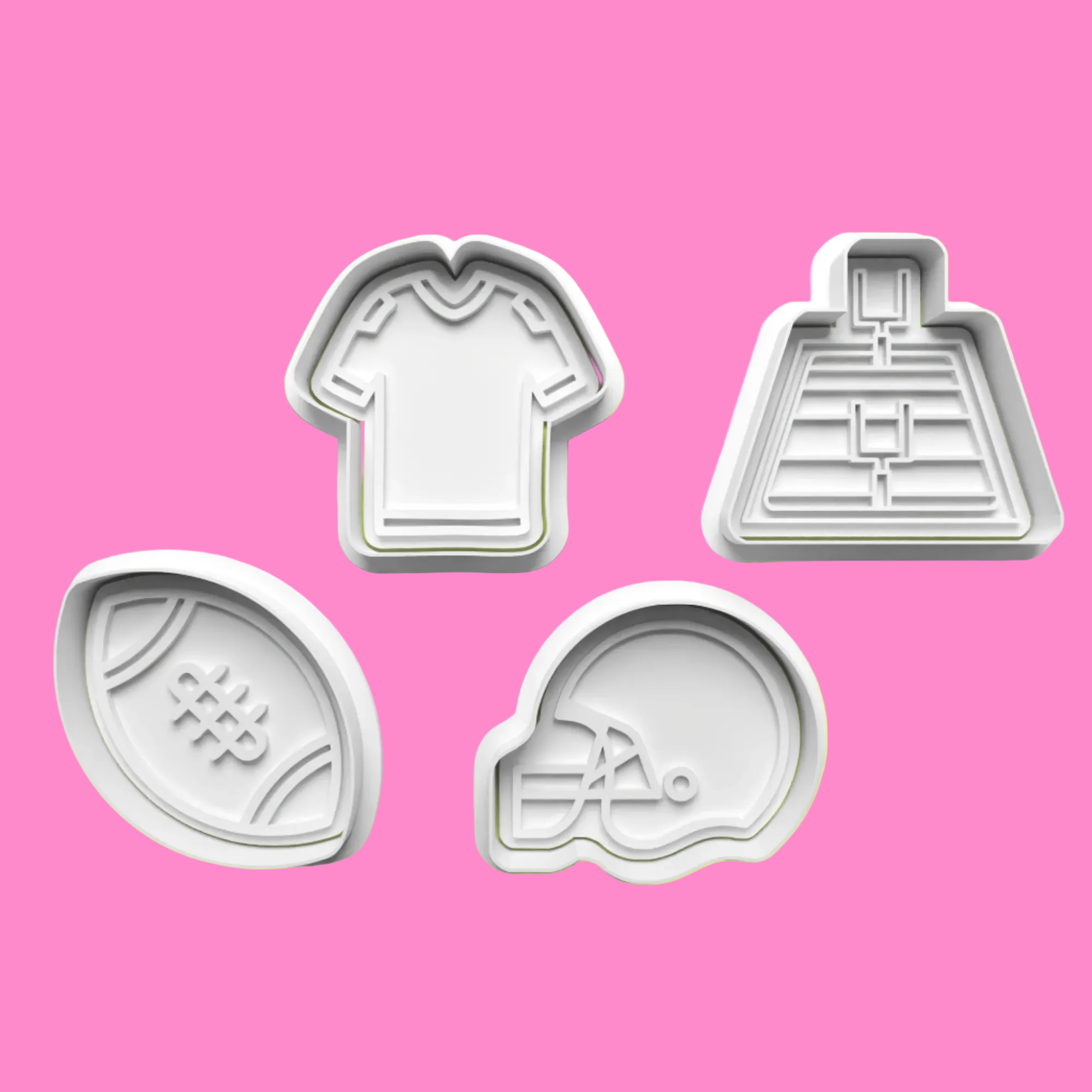 American Football-Themed Embosser and Cookie Cutter Set – 4-Piece Sports Baking Tools.