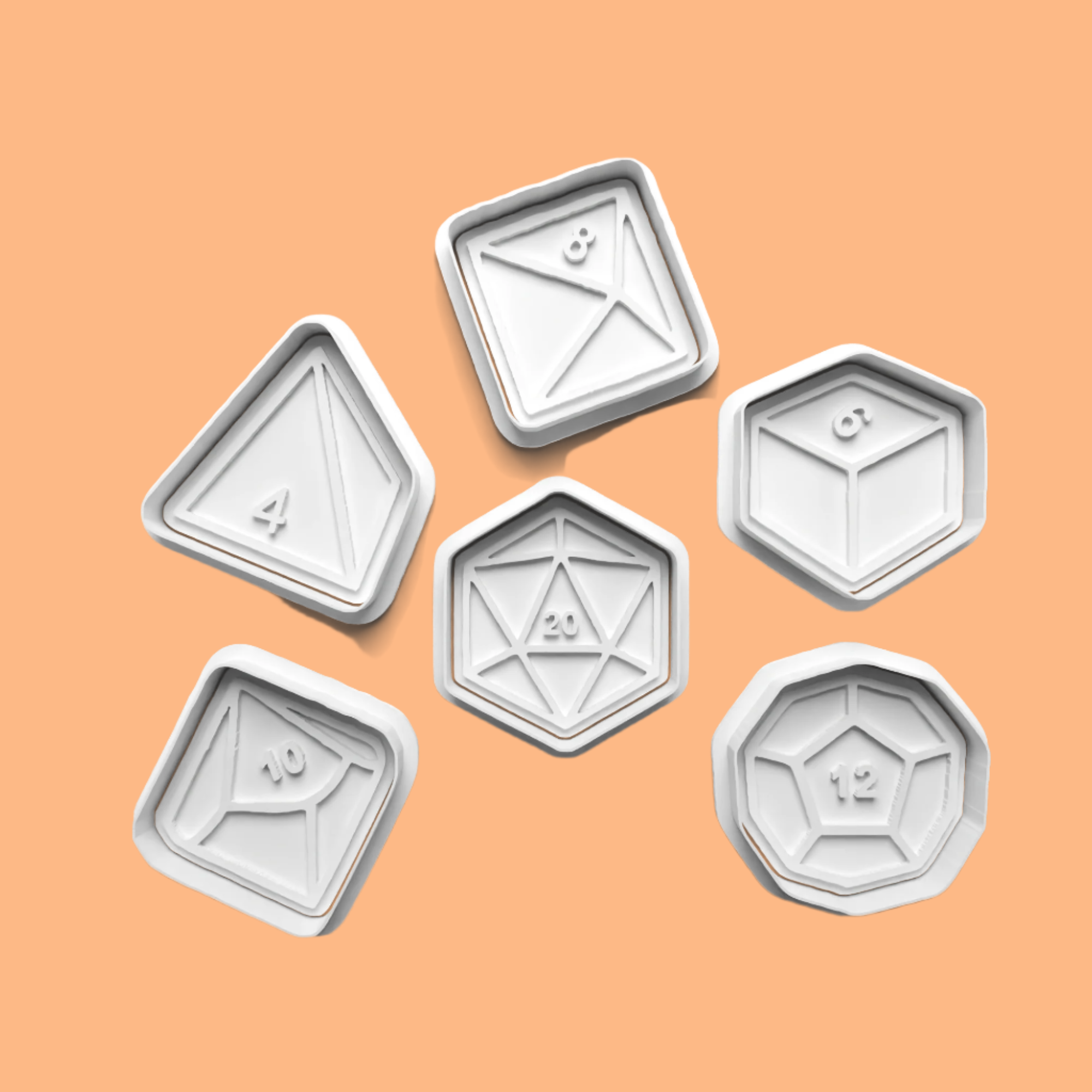 D&D Dice Embosser and Cookie Cutter Set – 6-Piece Tabletop Gaming Baking Tools.