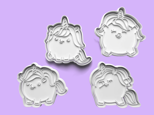 Squishy Unicorn-Inspired Embosser and Cookie Cutter Set – Set of 4