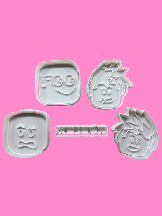 Roblox-Inspired Cookie Cutter & Embosser Set – Logo & Character 5-Piece Collection
