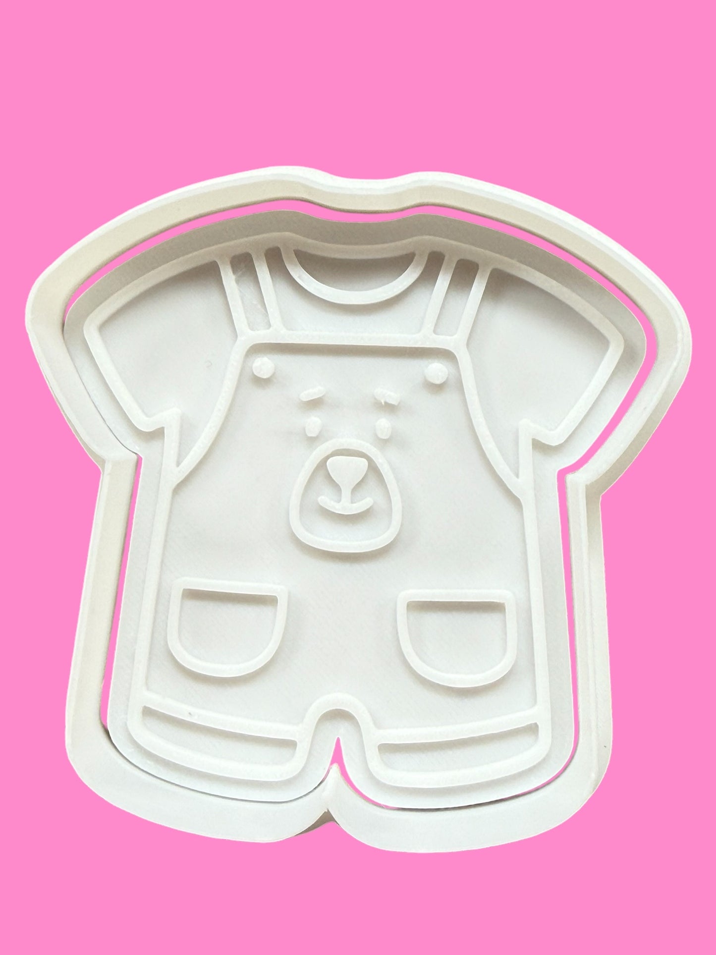 Newborn Romper with Bear Face Cookie Cutter & Embosser – Baby Shower Baking Design