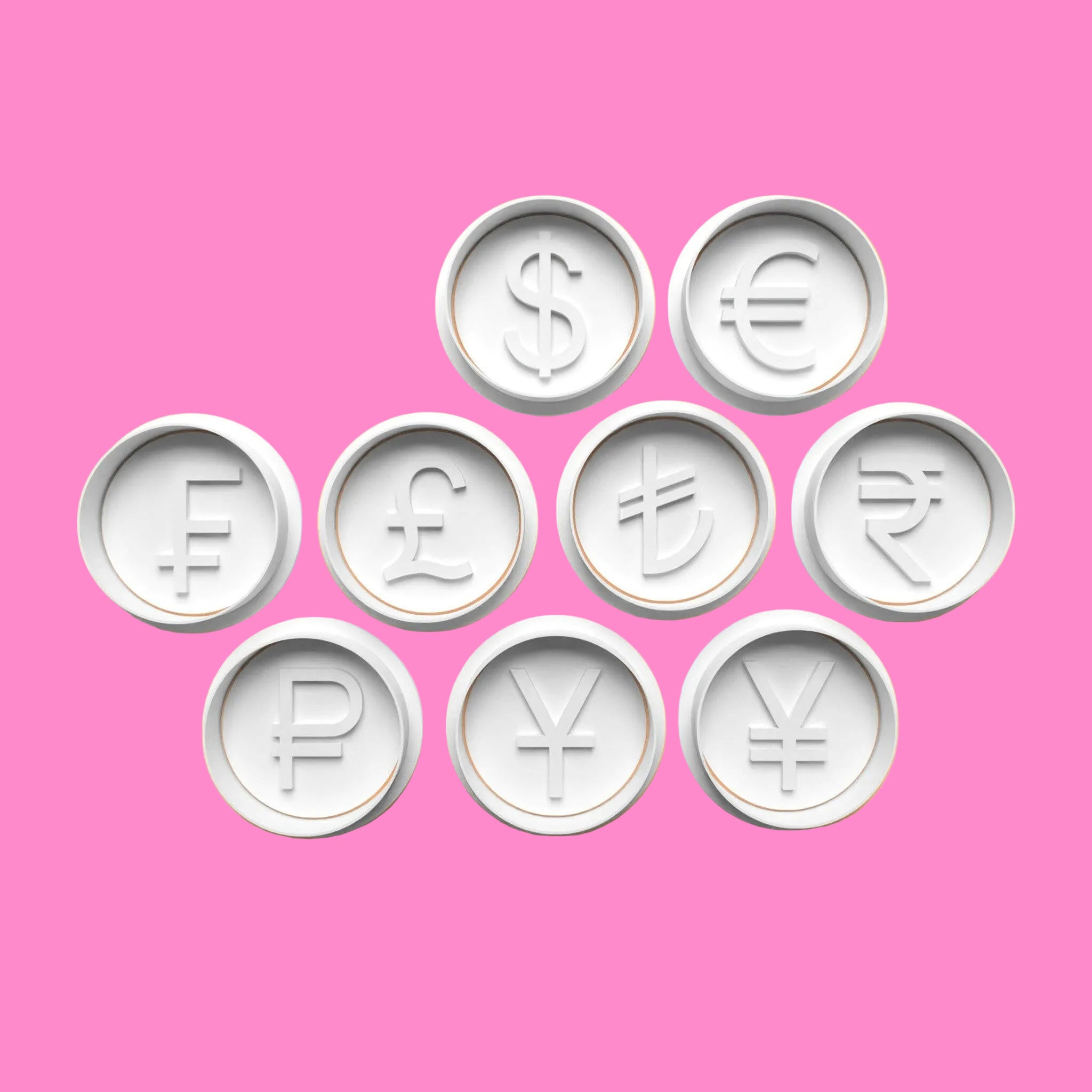 Currency-Themed Cookie Cutter Set – 9-Piece Global Symbols Baking Tools.