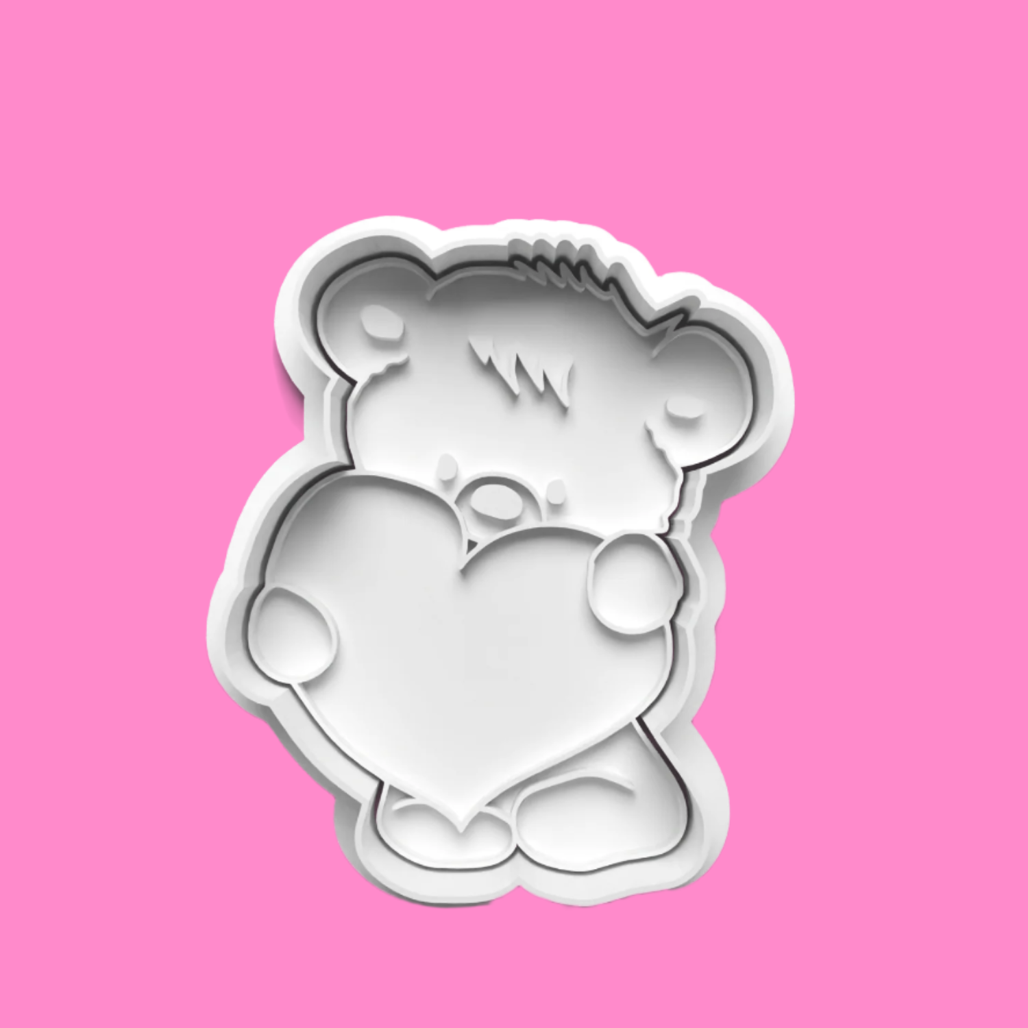 Teddy Bear with Love Heart Embosser and Cookie Cutter Set – Adorable Baking Tool.