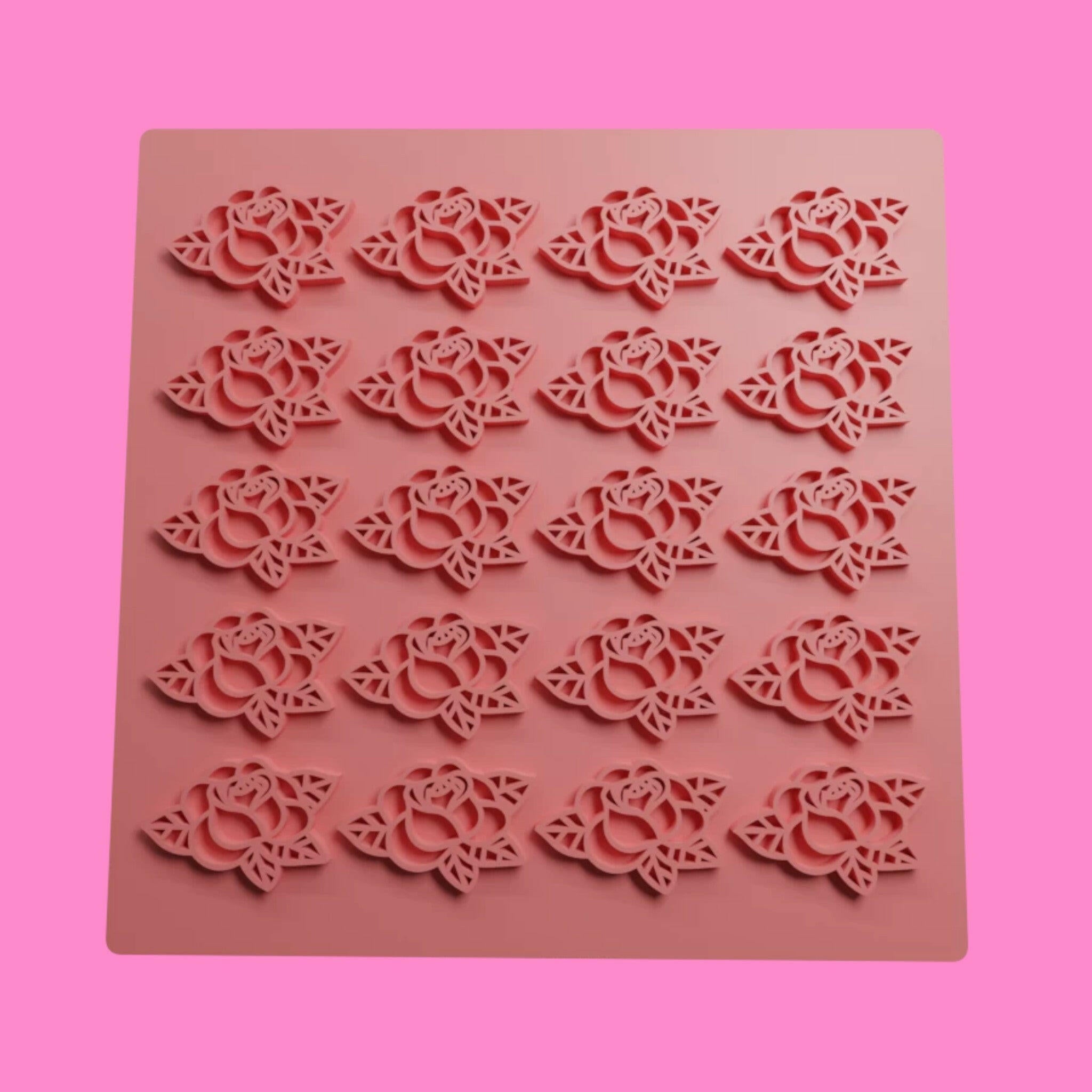 Rose Pattern Textured Sheet Embosser | 3D Printed Fondant Tool | PLA