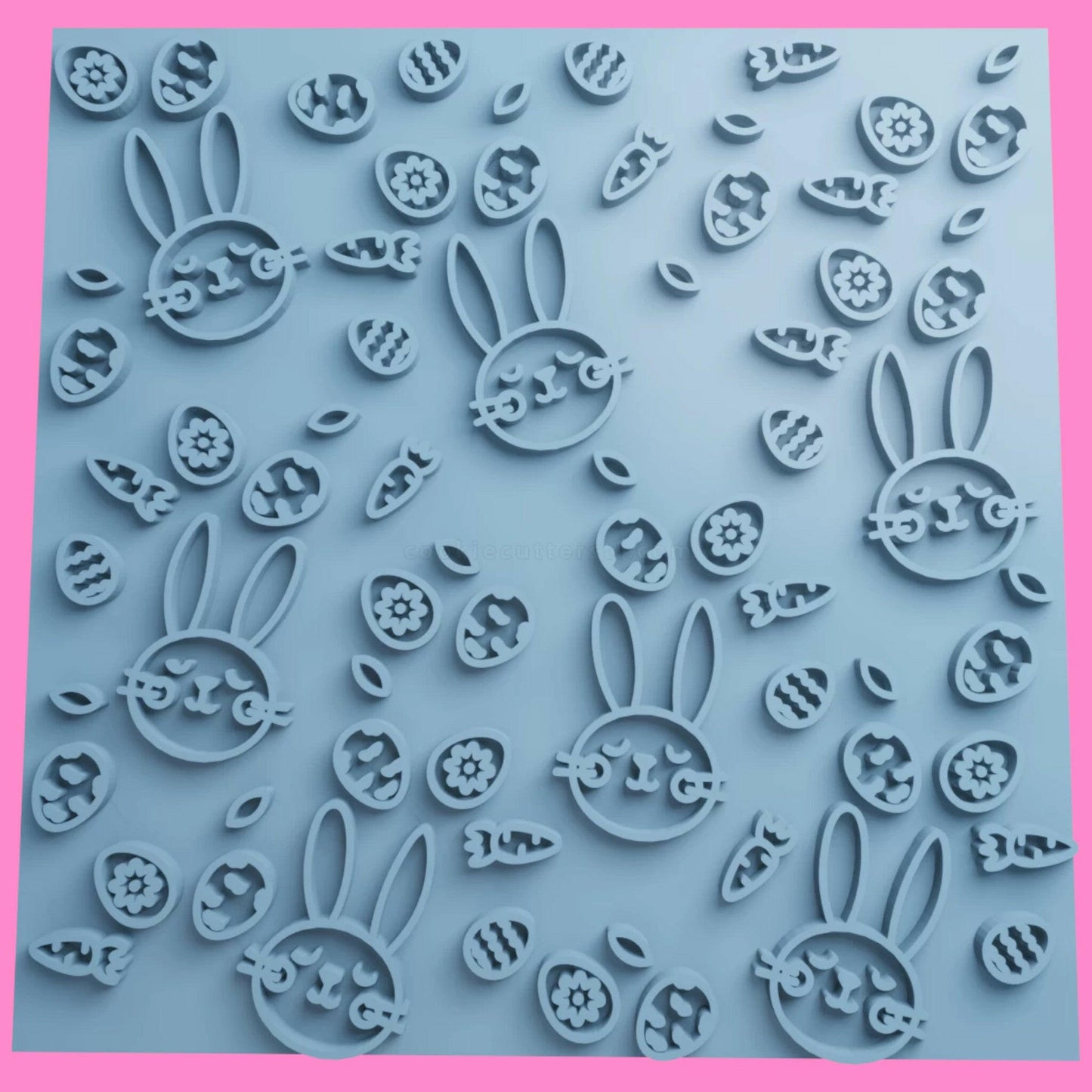 Easter Bunny Textured Sheet Embosser | 3D Printed Fondant Tool | PLA