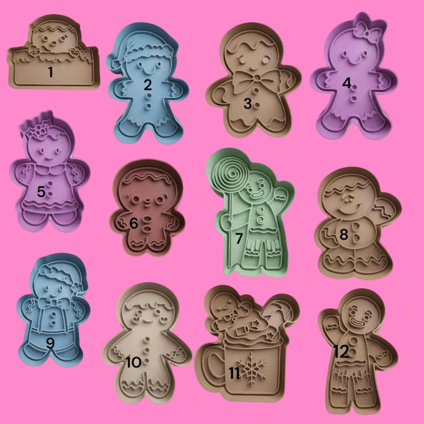 Various Style Gingerbread Man Lady Cookie Cutter and Embosser Stamp.