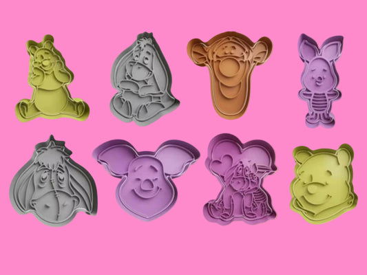 Winnie The Pooh and Friends Cookie Cutter and Embosser Stamp Set of 8.